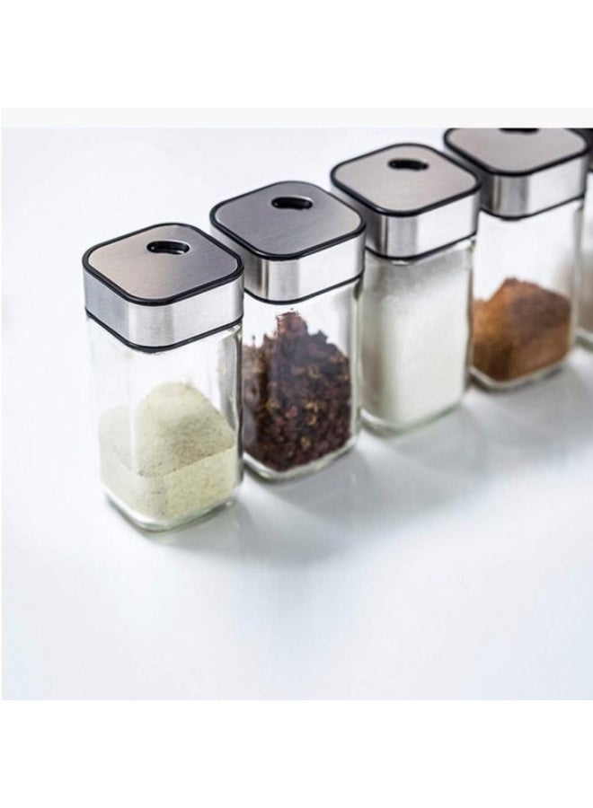 طقم منظم توابل دوّار بقاعدة معدنية – 6 عبوات زجاجية بغطاء محكم للمطبخ - Image 5